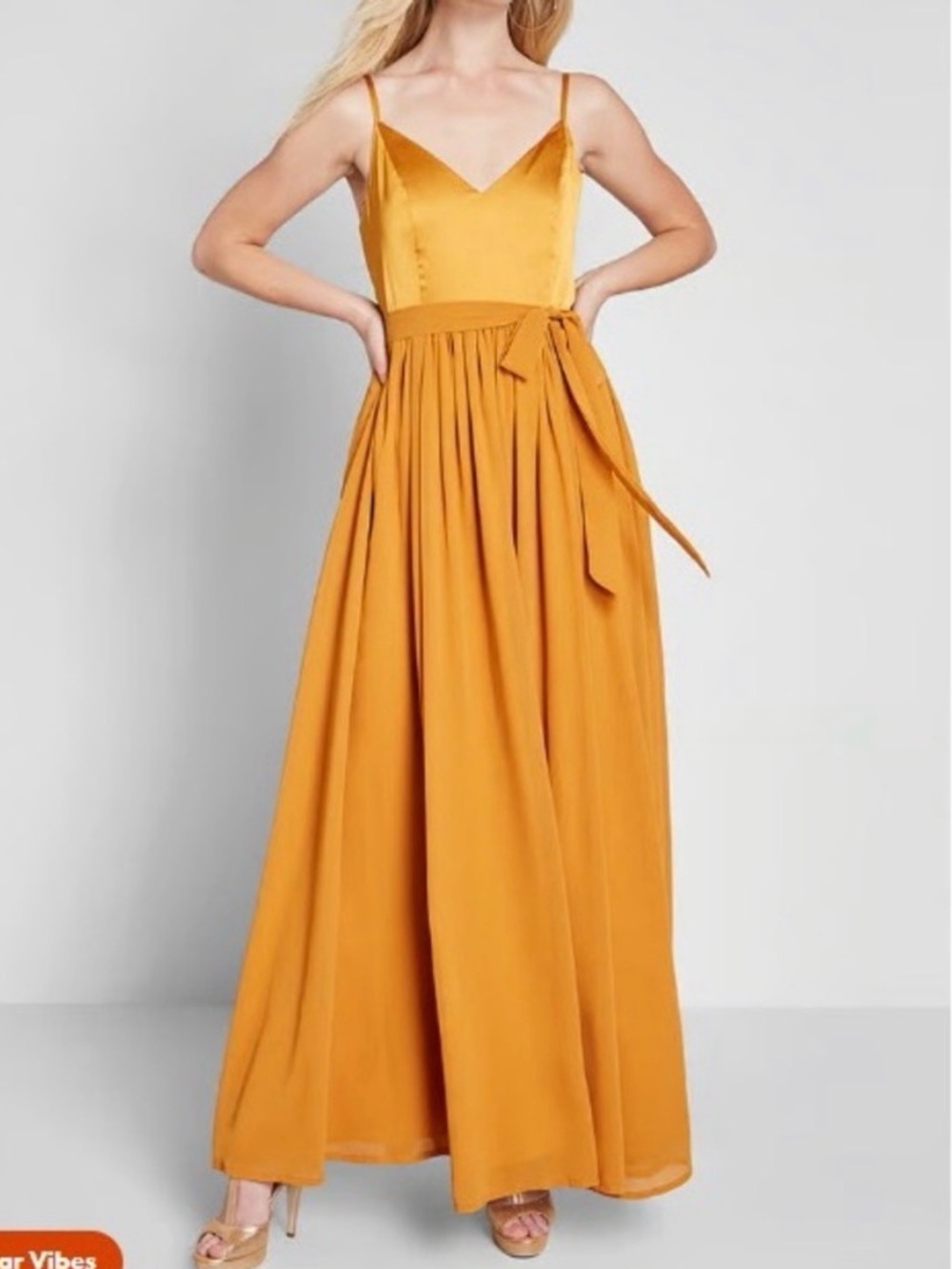 NWT ModCloth Meant to Be V-Neck Maxi Dress | Gold